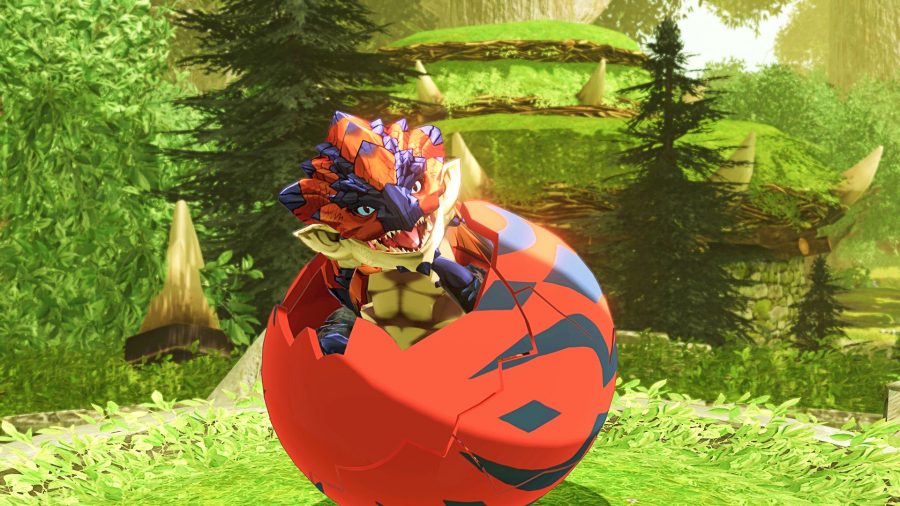 Un Razewing Rathalos éclos d'un œuf dans Monster Hunter Stories 2, un jeu similaire à Monster Hunter World.