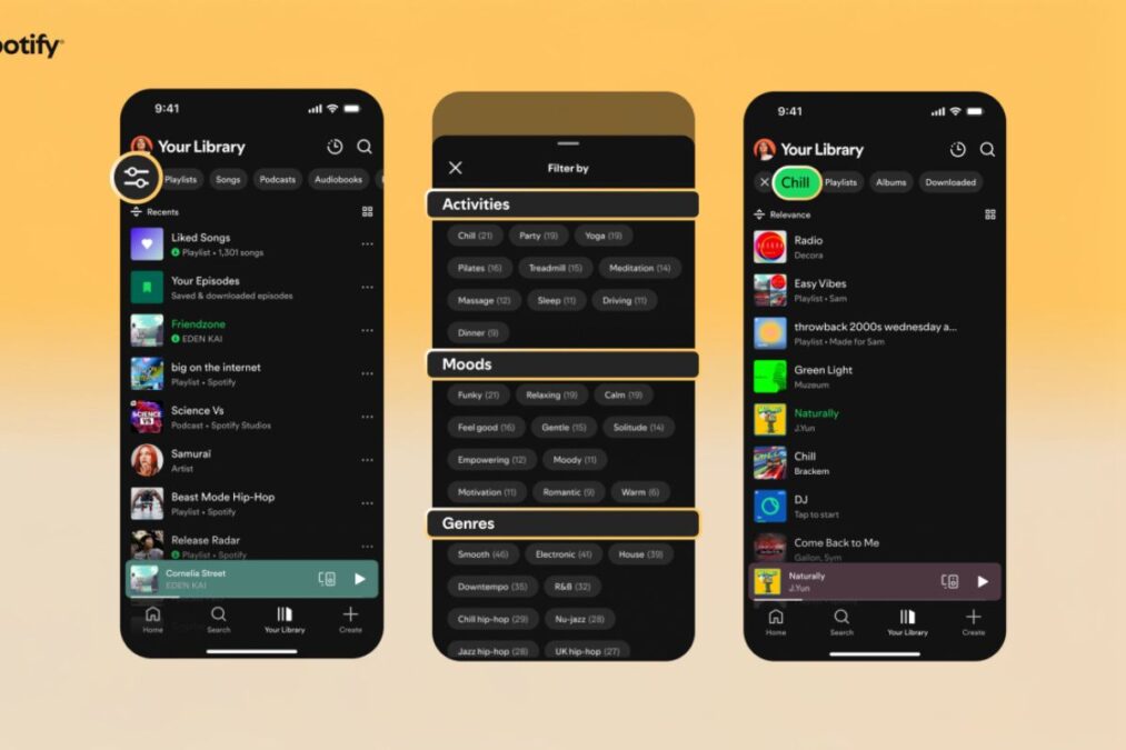 Spotify lance des « smart filters » pour trier sa bibliothèque par activité, humeur ou genre