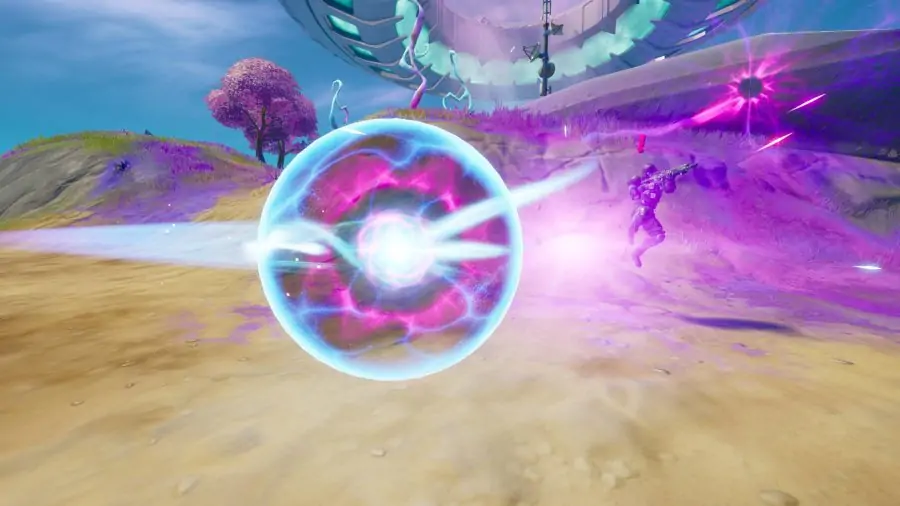 Un canon à plasma Fortnite a tiré en direction d'un garde IO.
