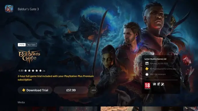 Essai de Baldur's Gate 3 de 2 heures sur PlayStation Plus Premium