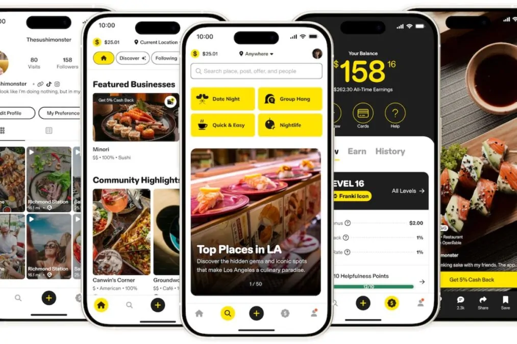 Comment le programme Social Club de Franki encourage-t-il les utilisateurs à partager des avis vidéo et à soutenir les restaurants locaux ?